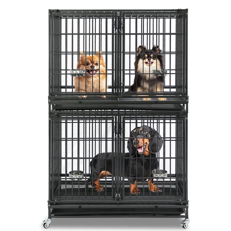 Homey Pet 43" Heavy Duty 2-Tier Dog Crate for Medium/Large Dogs