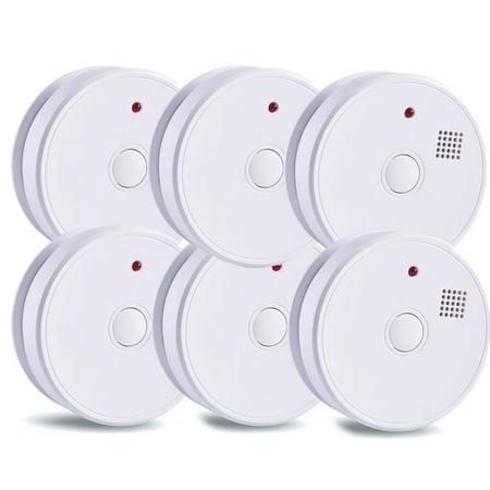 product image of Homeya 6 Pack Smoke Alarm Detector 5 Year 9V Battery Operated Home Fire Safety Sensor