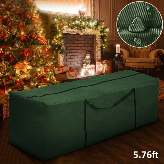 Homeya Christmas Tree Storage Bag for 9-Foot Artificial Trees, Extra Large Xmas Storage Box Container with Handles & Dual Zipper, Green
