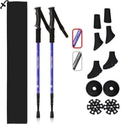Homeya Collapsible Trekking Poles,2 Sticks 3 Section Extendable Hiking Poles for All Heights,6061 Aluminum Lightweight Walking Sticks,Black & Blue