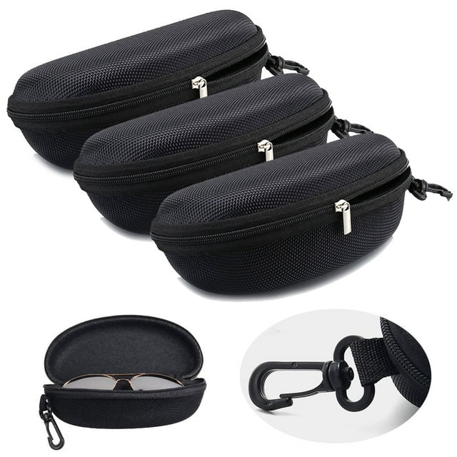 Homeya Sunglasses Case Hard Shell for Large Eyeglasses, Portable Travel Carry Clam with Clip