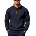 thumbnail image 1 of Homeyce 1/4 Zip Pullover Mens Lightweight Long Sleeve Sweatshirts Mock neck long sleeve Classic fit Fleece Stylish for spring winter outdoor,Blue M, 1 of 4