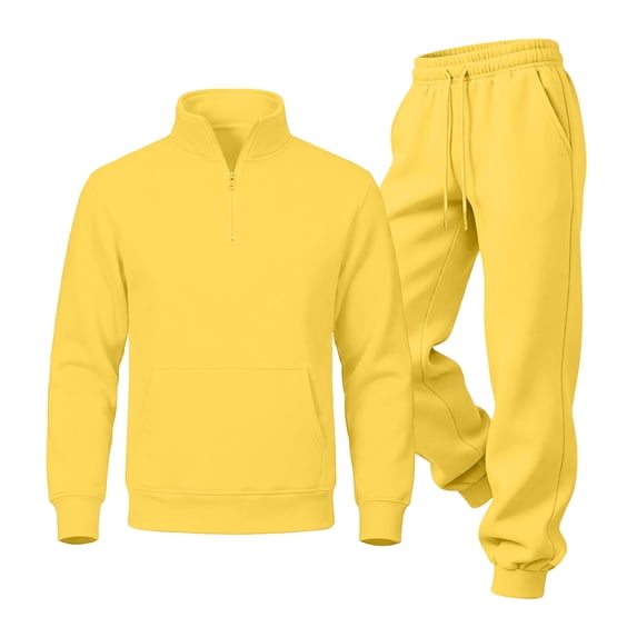 Homeyce 2 Piece Set for Men Casual 1/4 Zip Track Suits Set Long Sleeve Quarter Pullover Jogging Suits 2026 Fashion Outfits,Yellow L