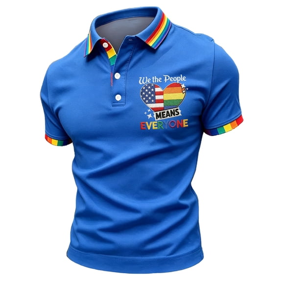 Homeyce 250 Anniversary Usa Polo Shirt for Men Short Sleeve Usa Flag Print Polo Shirts 4th Of July Independence Day Polo Tshirt Button Down Us 250th Anniversary Patriotic Tee,Blue S