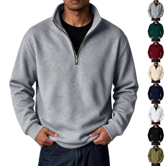 Homeyce 3/4 Zip Pullover Mens Fleece Textured Mock Neck Sweatshirt Stretch Fabric Lightweight Sweater Half Zipper Regular Fit Casual Golf Office Daily Wear Long Sleeve,Green 2XL