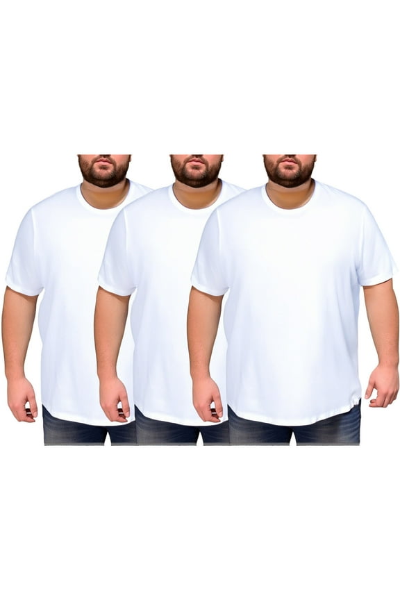 3PCS 5xl Mens Shirts Big and Tall Crew Neck Short Sleeve Casual Tee Ultra Soft Breathable Regular Fit Classic T-Shirt Solid Color Classic Basic Tops Xl-6xl,White 3XL
