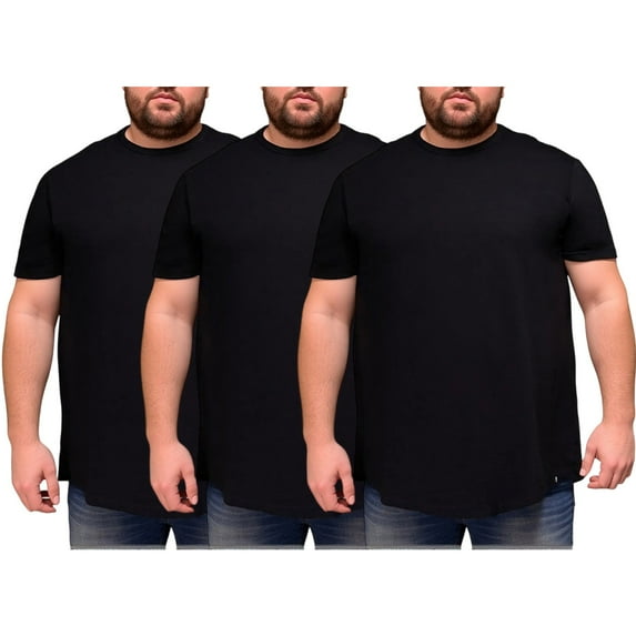 Homeyce 3PCS Men's Big and Tall Shirts 4xl Round Neck Ultra Soft Breathable Casual Tee Short Sleeve T-Shirts Solid Color Classic Basic Tops Xl-6xl,Black 4XL