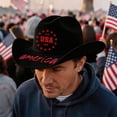 thumbnail image 1 of Homeyce American Flag Cowboy Hat Patriotic USA Western Hat 4th of July Party Unisex Cowboy Cowgirl Hat,Black, 1 of 5