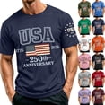 thumbnail image 1 of Homeyce American Flag Shirt for Men 250 Years Of Liberty 4th Of July Shirts Short Sleeve Freedom Usa Flag Shirt Crew Neck Independence Day Patriotic Shirts,Gray S, 1 of 6