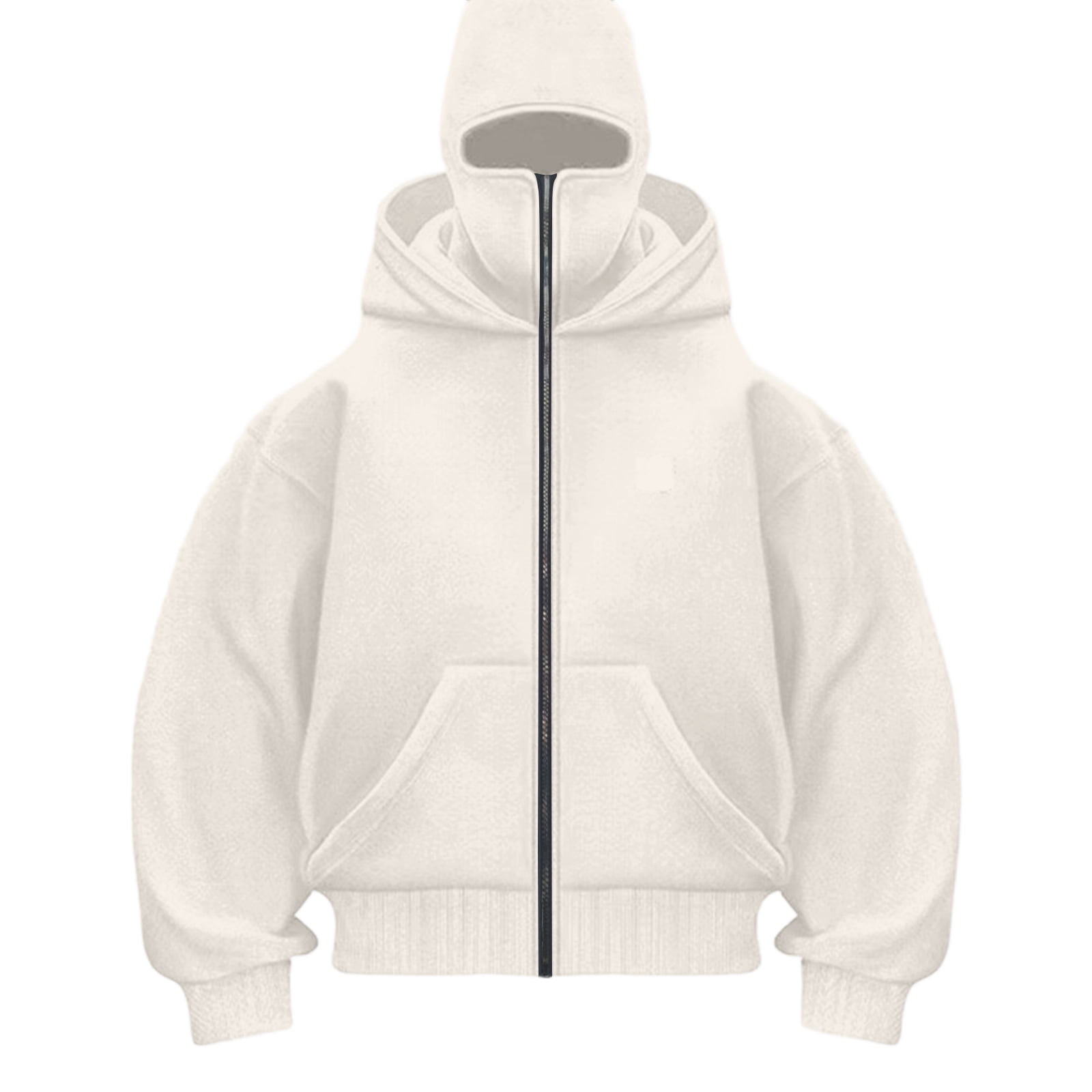 Balaclava Hoodie for Men Full-Zip with Face Mask Winter Hoodies
