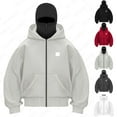 thumbnail image 1 of Homeyce Balaclava Ninja Zipper Hoodie Zip Up with Face Mask Hoodie Balaclava Double Layer Hooded Transition Jacket Wind-Resistant Y2k Fall Fashion 2025 Outerwear Jacket for Cold Weather,Gray XL, 1 of 7