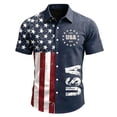 thumbnail image 1 of Homeyce Button Down Shirts for Men American Flag Printed Short Sleeve 4th Of July Hawaiian Shirts 250 Years Of Freedom 1776-2026 Patriotic Tops USA Independence Celebration Holiday Shirts,Blue 2XL, 1 of 4