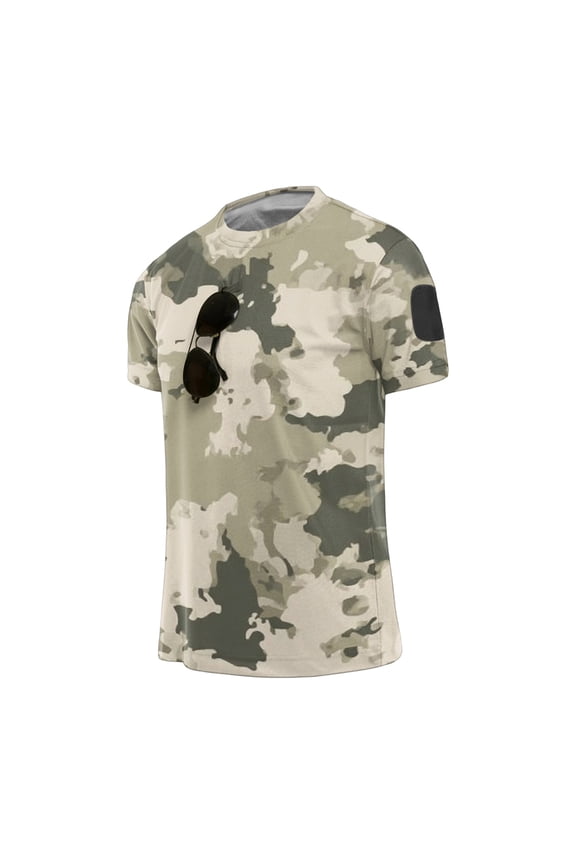 Camo Shirts for Men Short Sleeve Button Camo Shirts Classic Vintage Camouflage T Shirts Crew Neck Big and Tall Top Shirts,Green L