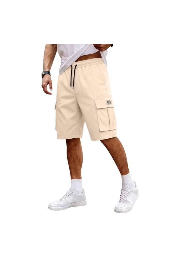 Camouflage Cargo Shorts for Men with Multi-Pocket Elastic Waist Shorts Pants Drawstring Ripstop Straight Leg Cargo Shorts Stretch Military Work Casual Lightweight Beach Shorts,Brown 2XL