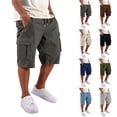 thumbnail image 1 of Homeyce Capri Long Twill Cargo Shorts for Men Knee Length Elastic Waist Shorts with Multi-Pockets Big and Tall Cargo Short Pants Quick Dry Hiking Summer Casual Bottom,Gray 3XL, 1 of 6