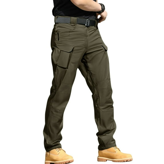 Homeyce Cargo Pants for Men Ripstop Elastic Waist Military Pants Breathable Water Resistant Construction Pants Relaxed Fit Stretch Quick Dry Athletic Joggers with Pockets,Green 2XL