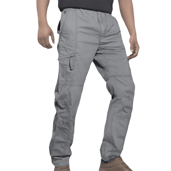 Homeyce Cargo Pants for Men Water Resistant Durable Ripstop Cargo Pants Elastic Waist Breathable Hiking Pants for Men with Multi Pockets Relaxed Fit Stretch Athletic Joggers,Light Gray 3XL