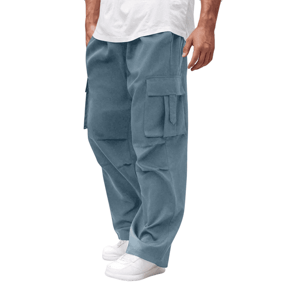 Homeyce Cargo Pants for Men Waterproof Ripstop Cargo Pants Elastic Waist Breathable Construction Carpenter Cargo Pants with Multi Pockets Work Outdoor Athletic Joggers,Blue L