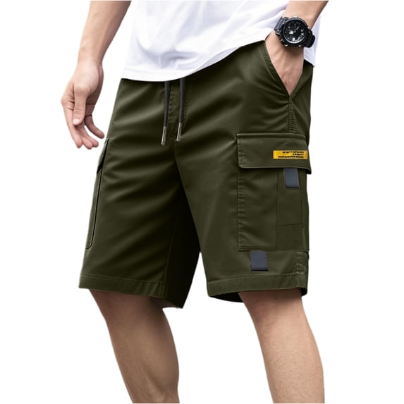 Homeyce Cargo Short for Men Elastic Waist Drawstring Short Pants Outdoor Casual Workout Lightweight Big & Tall Cargo Short Multi Pocket Quick Dry Joggers,Green M