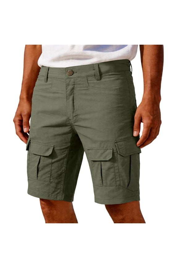 Cargo Short for Men Elastic Waistband Button Down Shorts Pants Casual Relaxed Fit Wild Outdoor Work Big & Tall Camo Cargo Short Multi Pocket Quick Dry Beach Shorts,Green 2XL