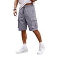 thumbnail image 1 of Homeyce Cargo Short for Men Multi-Pocket Elastic Waist Short Pants Drawstring Ripstop Straight Leg Camo Cargo Short Relaxed Fit Outdoor Hiking Camo Stretch Bottom,Gray L, 1 of 5