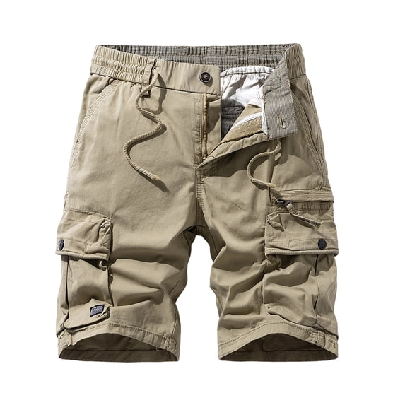 Homeyce Cargo Short for Men with Multi-Pocket Elastic Waistband Short Pants Drawstring Ripstop Straight Leg Cargo Shorts Lightweight Stretch Summer Casual Baggy Beach Shorts,Brown L