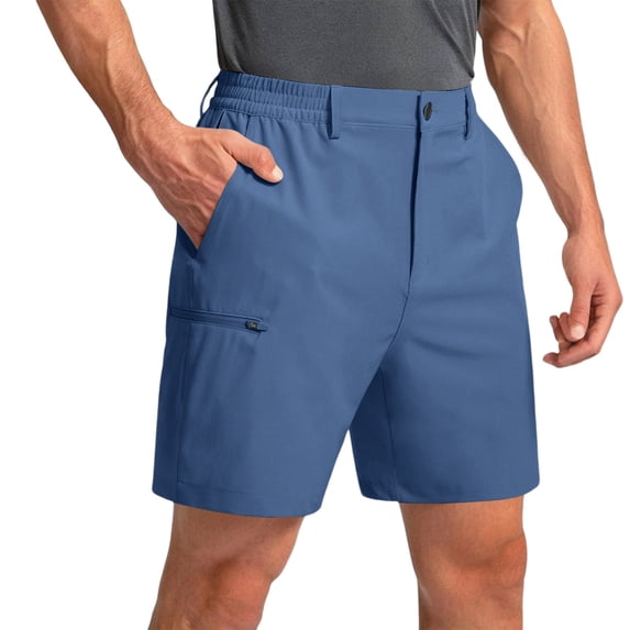 Homeyce Cargo Shorts for Men Elastic Waist Long Capri Below the Knee Shorts Multi-Pocket Below Knee Cargo Short Pants Classic Military Summer Workout Hiking Long Shorts,Blue 3XL