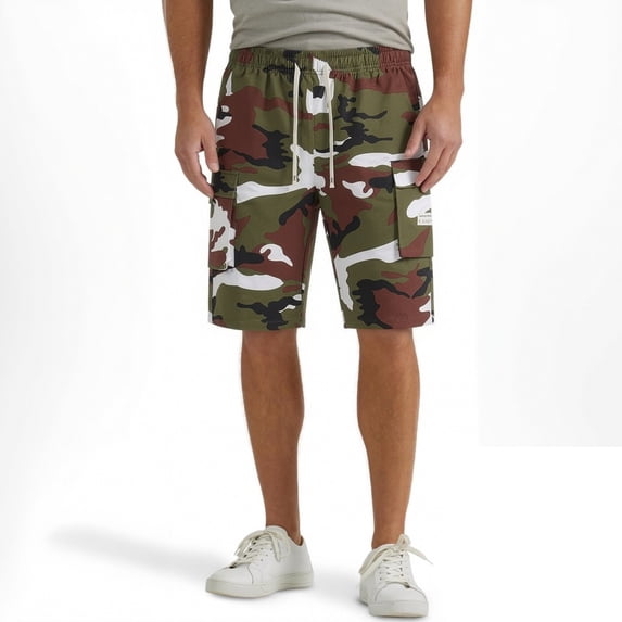 Homeyce Cargo Shorts for Men Elastic Waistband Drawstring Short Relaxed-Fit Summer Outdoor Activities Casual Big & Tall Camo Cargo Shorts Multi-Pocket Quick Dry Joggers,Green S