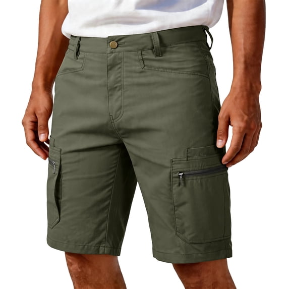 Homeyce Cargo Shorts for Men with Multi-Pocket Elastic Waist Short Pants Button Down Ripstop Straight Leg Cargo Shorts Casual Relaxed Fit Wild Outdoor Work Joggers,Green 3XL
