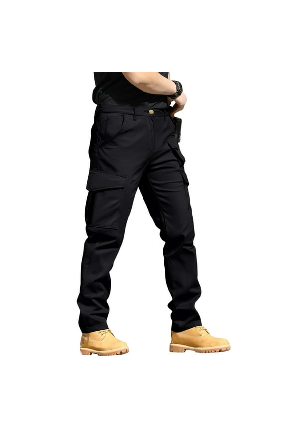 Cargo Work Pants for Men Ripstop Elastic Waist Pants Breathable Water Resistant Construction Pants Stretch Lightweight Work Quick Dry Pants Multi Pockets,Black S