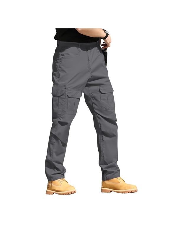 Cargo Work Pants for Men Waterproof Durable Ripstop Military Pants Elastic Waist Breathable Hiking Pants with Pockets Construction Carpenter Pants Not Belt,Gray 3XL