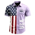 thumbnail image 1 of Homeyce Casual Button Up Shirts for Men American Flag Printed Short Sleeve 4th Of July Shirts 250 Year American 1776-2026 Patriotic Tee for Memorial Day Independence Day Holiday Shirts,Purple 4XL, 1 of 4