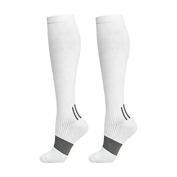Homeyce Compression Socks for Men Athletic Knee High Socks for Men Lightweight Breathable Moisture Wicking Socks for Yoga Travel Sports All‑Day Wear,White L