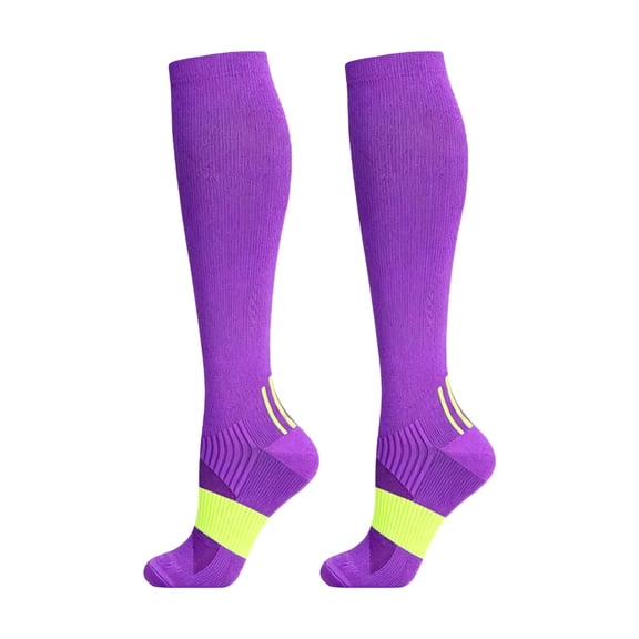 Homeyce Compression Socks Men Athletic Socks for Men Knee High Breathable Lightweight Socks with Graduated Support for Flight Running Sports Daily Wear,Purple S