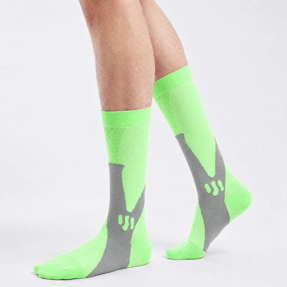 Homeyce Compression Socks Men Knee High Socks for Men Moisture Wicking Graduated Support Socks for Running Cycling Yoga Sports Daily Wear,Fluorescent Green 2XL
