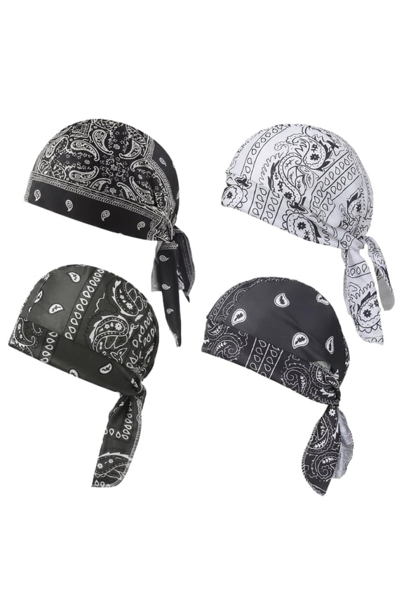 Cooling Headscarf Cap Set Performance Bandana Beanie Motorcycle Wrap Helmet Liner Hat Breathable Sweat,White