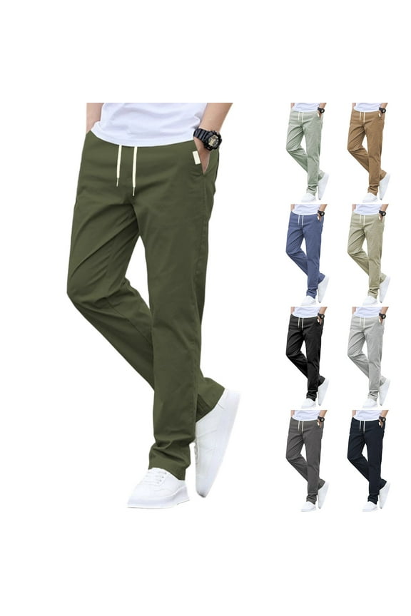 Glide Pants Men Quick Dry Elastic Waist Pant Casual Outdoor Golf Hiking Running Pants with Pockets Drawstring Pant for Men's,Black 2XL