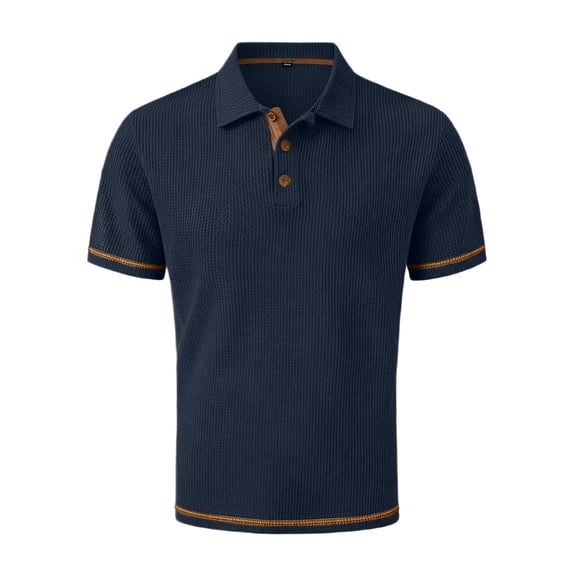 Homeyce Golf Polo Shirts for Men Collared Short Sleeve Polo Shirts Button Down Solid Color Polo Tee Work Fashion Casual Classic Pullover Shirts,Blue M