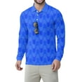 thumbnail image 1 of Homeyce Golf Polos for Men Long Sleeve Button Down Shirt Collared Casual Stylish Dry Fit Performance Golf Polo Shirts Floral Print Upf 50+ Sun Protection Pullover,Blue L, 1 of 4