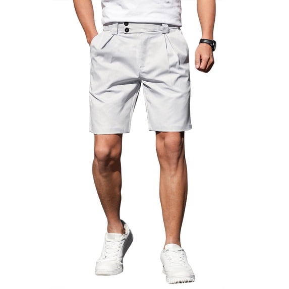 Homeyce Golf Shorts for Men Button Elastic Waistband Flat Front Shorts with Pockets Water-Resistant Dress Shorts Work Golf Casual Lightweight Quick Dry Chino Shorts,Gray S