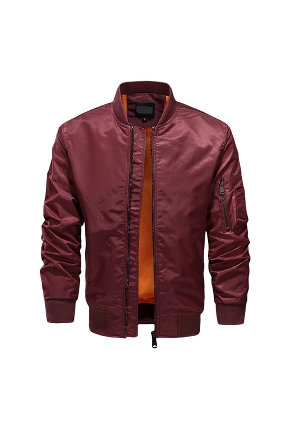 Jacket for Men Wind & Water Resistant Full Zip Bomber Jacket Coat with Pocket Casual Lightweight Coats Outwear Stand Collar Dress Business Softshell,Red M