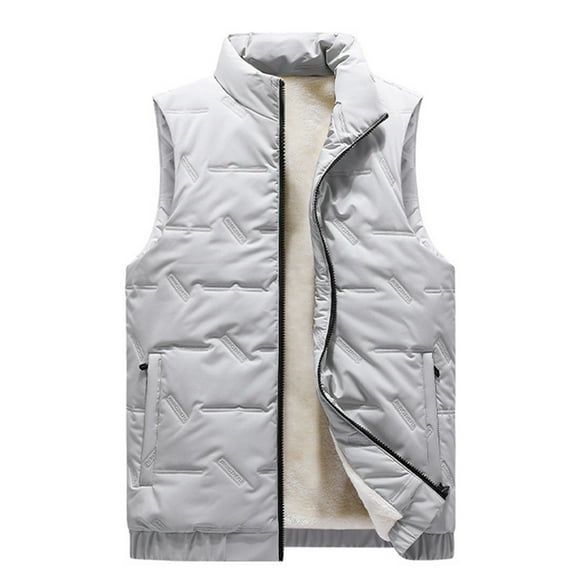 Homeyce Light Gray Puffer Vest for Men Sleeveless Zip Up Vests Quilted Waterproof Windproof Jackets Stand Collar Packable Casual Winter Streetwear for Running Golf Outdoor,Gray 2XL