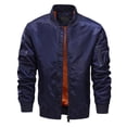 thumbnail image 1 of Homeyce Lightweight Jacket for Men Wind & Water Resistant Full Zip Bomber Jacket with Pockets Light Fall Spring Casual Outwear Coat Stand Collar Travel Work Fashion Softshell,Blue 4XL, 1 of 3