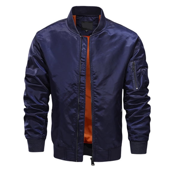 Homeyce Lightweight Jacket for Men Wind & Water Resistant Full Zip Bomber Jacket with Pockets Light Fall Spring Casual Outwear Coat Stand Collar Travel Work Fashion Softshell,Blue 4XL