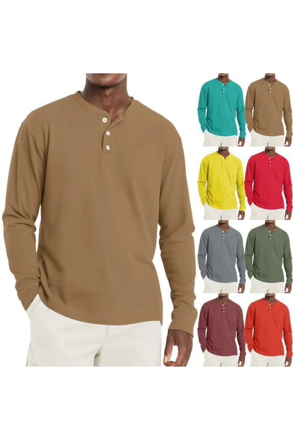 Meens Henley Shirts Long Sleeve Button Shirts Lightweight Soft Solid Color Tee Tops Stand Collar Big and Tall Tee Shirts,Pink 2XL