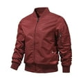 thumbnail image 1 of Homeyce Men Bomber Jacket Windbreaker Zip Up Jacket with Pockets Bomber Coat Outerwear Light Fall Spring Casual Outdoor Golf Fashion Softshell Coat Sportwear,Red L, 1 of 4