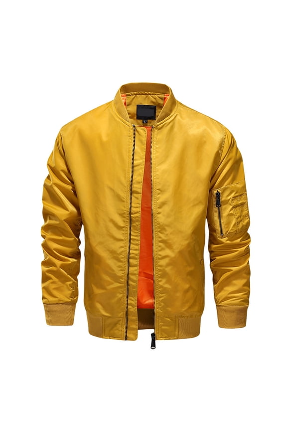 Men Bomber Jackets Windbreaker Full Zip Jackets with Zipper Pockets Flight Bomber Coats Outwear Lightweight Spring Fall Casual Outdoor Golf Fashion Outwear,Yellow M