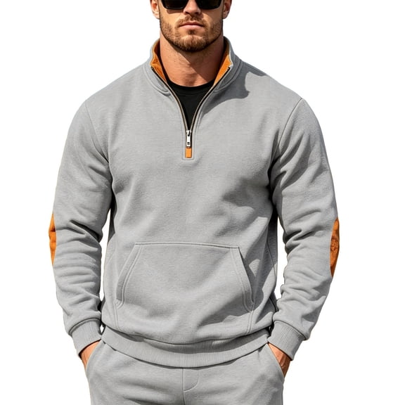 Homeyce Men Quarter Zip Pullover 1/4 Zip Mock Neck Fleece Sweatshirt Half Zip Long Sleeve Mock Neck Pullovers Casual Dress Fleece Lined Quilted Sweatshirt For Golf Daily Relaxed Fit,Gray 3XL