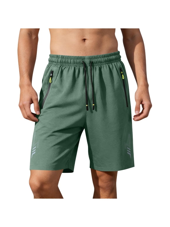Men's 5" Athletic Running Shorts Quick Dry Elastic Waist Shorts with Pockets Sports Gym Exercise Workout Tennis Shorts 5/7/9inch Inseam Drawstring Shorts,Green M