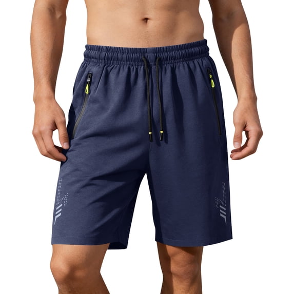 Homeyce Men's 5 Inch Running Athletic Shorts Quick Dry Elastic Waist Shorts Workout Lightweight Sports Gym Basketball Shorts with Pockets Drawstring Clothes,Blue M